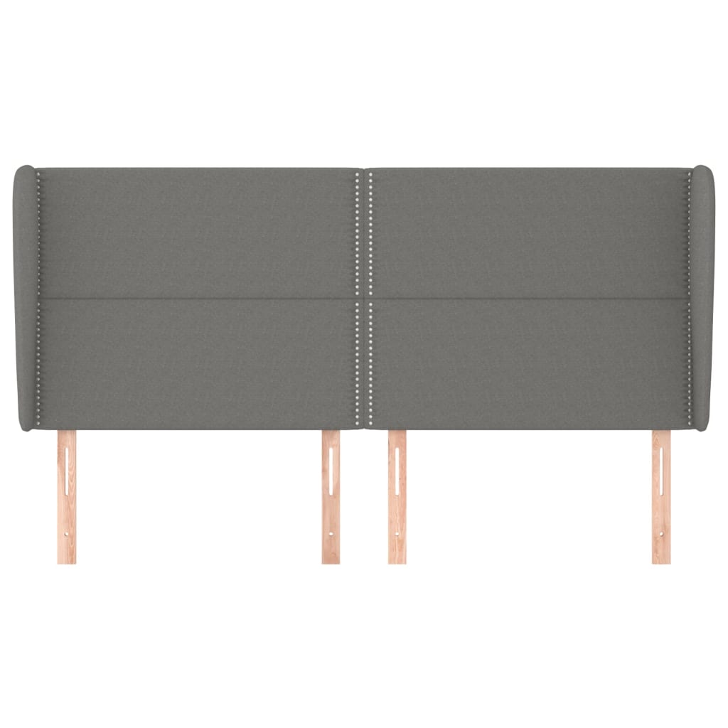 vidaXL Hoofdbord met randen 163x23x118/128 cm stof donkergrijs afbeelding