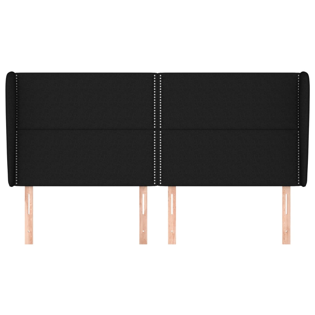 vidaXL Hoofdbord met randen 163x23x118/128 cm stof zwart afbeelding