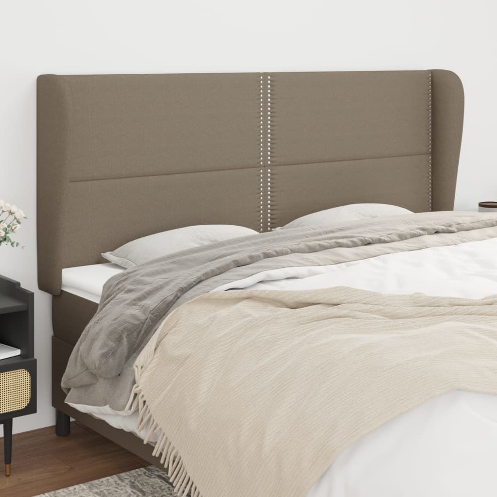 vidaXL Tăblie de pat cu aripioare gri taupe 163x23x118/128 cm textil