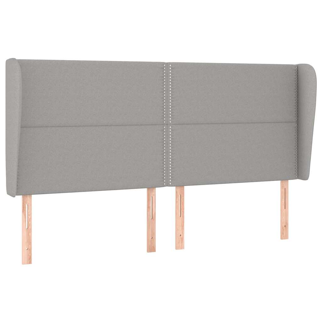 vidaXL Hoofdbord met randen 183x23x118/128 cm stof lichtgrijs grijs, foto 3