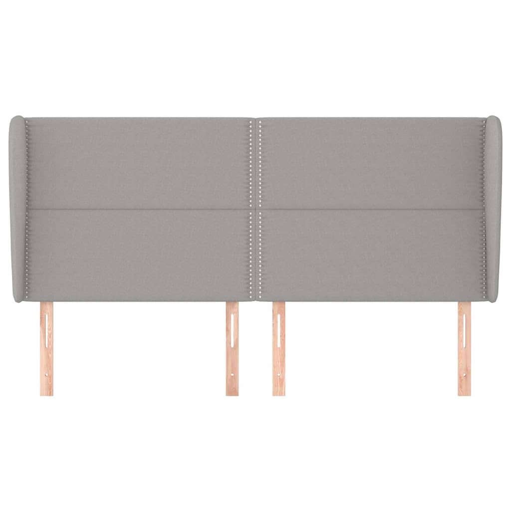 vidaXL Hoofdbord met randen 183x23x118/128 cm stof lichtgrijs grijs, foto 2