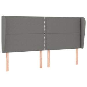 Čelo postele typu ušák tmavě šedé 183x23x118/128 cm textil - obrázek 2