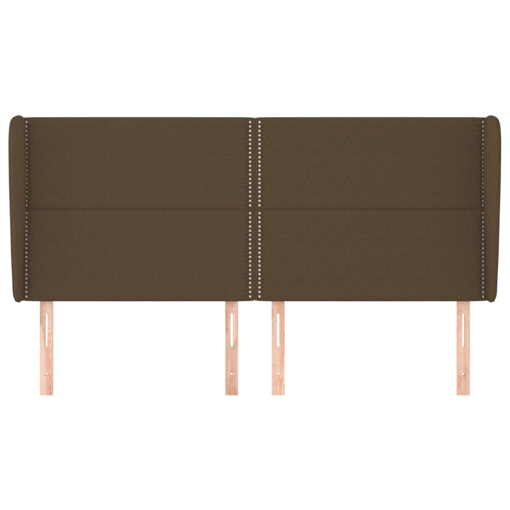 vidaXL Hoofdbord met randen 183x23x118/128 cm stof donkerbruin afbeelding
