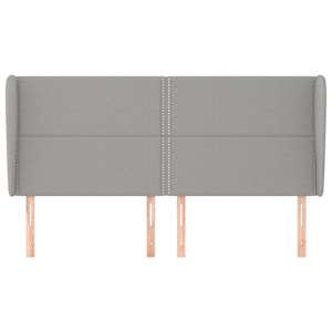 Čelo postele typu ušák světle šedé 203x23x118/128 cm textil - obrázek 3