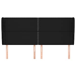 Čelo postele typu ušák černé 203x23x118/128 cm textil - obrázek 3
