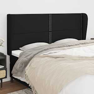 Čelo postele typu ušák černé 203x23x118/128 cm textil - obrázek 1