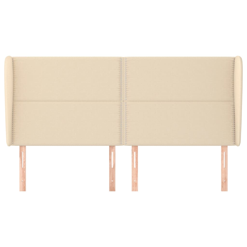 vidaXL Hoofdbord met randen 203x23x118/128 cm stof crèmekleurig afbeelding