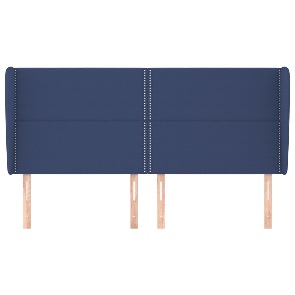 vidaXL Hoofdbord met randen 203x23x118/128 cm stof blauw afbeelding