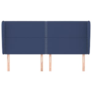 Čelo postele typu ušák modré 203x23x118/128 cm textil - obrázek 3