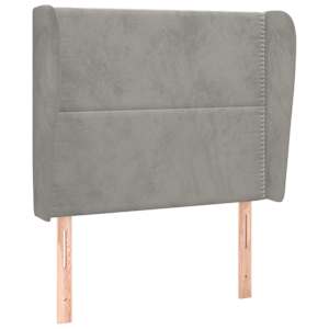 Čelo postele typu ušák světle šedé 83 x 23 x 118/128 cm samet - obrázek 2