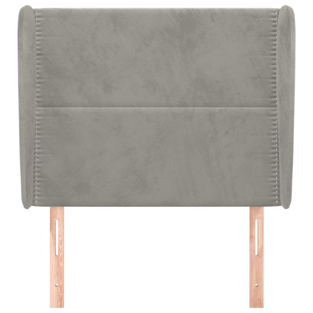 vidaXL Hoofdbord met randen 83x23x118/128 cm fluweel lichtgrijs afbeelding