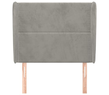 vidaXL Vzglavje z u&scaron;esi svetlo sivo 83x23x118/128 cm žamet