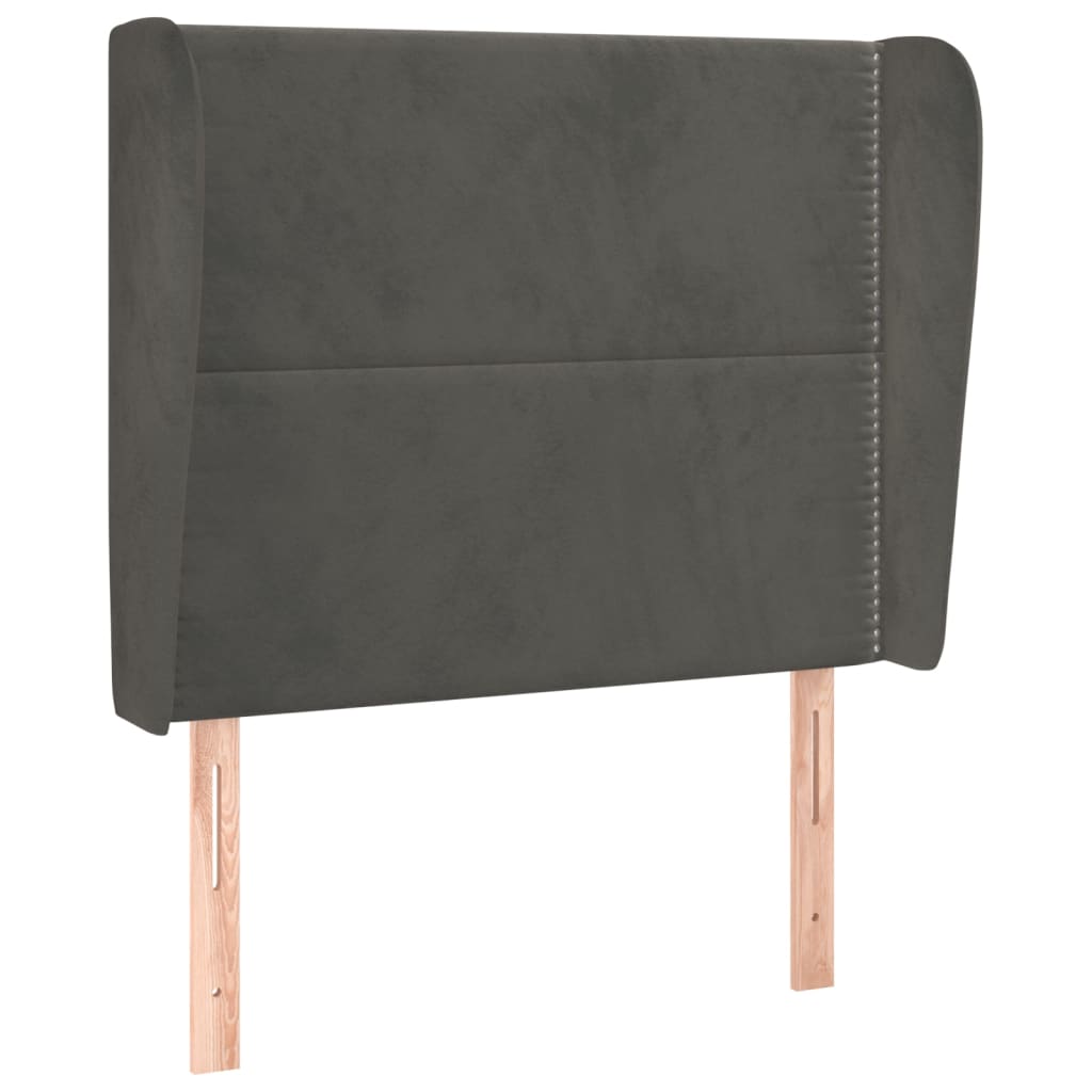 vidaXL Čelo postele typu ušák tmavě šedé 83 x 23 x 118/128 cm samet