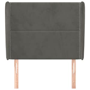 Čelo postele typu ušák tmavě šedé 83 x 23 x 118/128 cm samet - obrázek 3