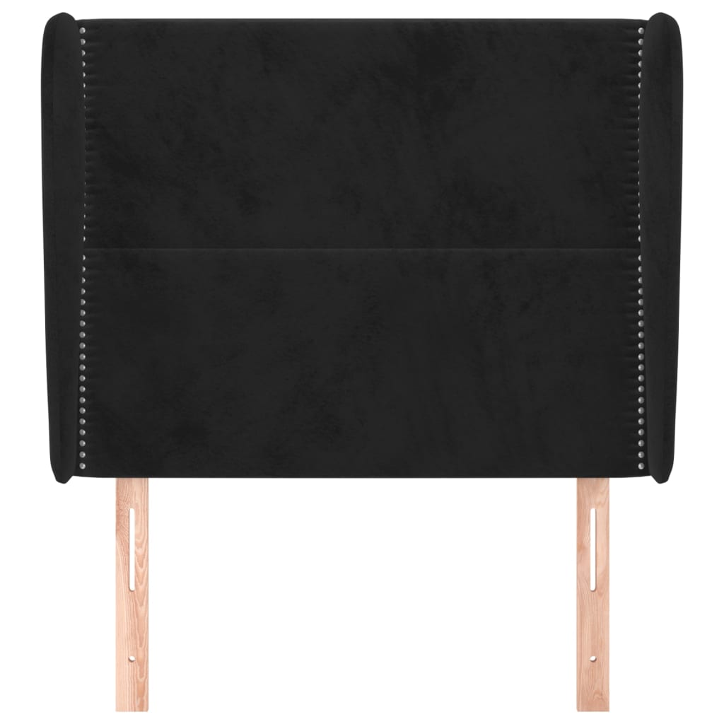 vidaXL Hoofdbord met randen 83x23x118/128 cm fluweel zwart afbeelding