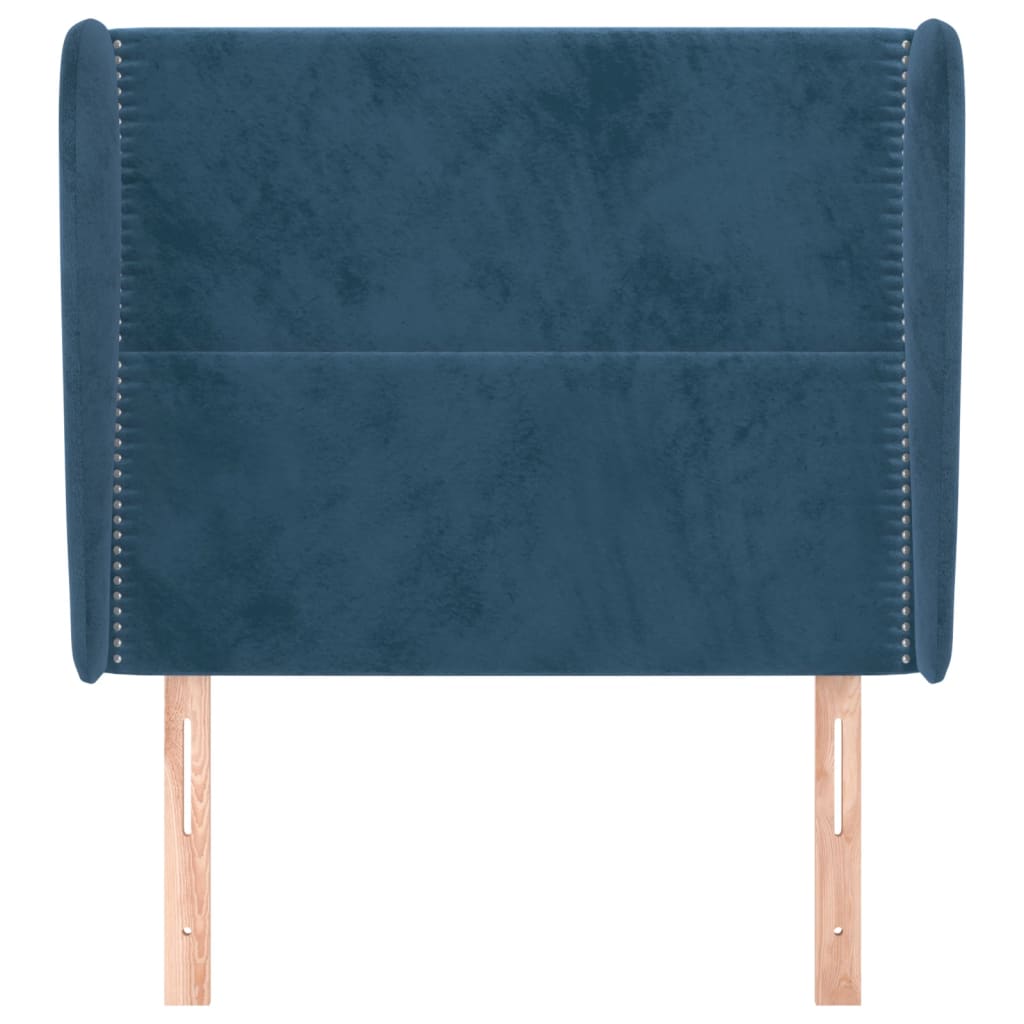 vidaXL Hoofdbord met randen 83x23x118/128 cm fluweel donkerblauw afbeelding