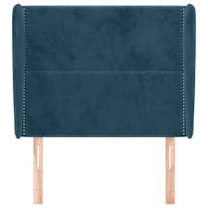 Čelo postele typu ušák tmavě modré 83 x 23 x 118/128 cm samet - obrázek 3