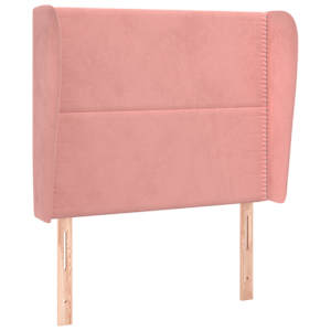 Čelo postele typu ušák růžové 83 x 23 x 118/128 cm samet - obrázek 2