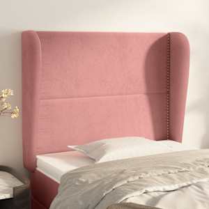 Čelo postele typu ušák růžové 83 x 23 x 118/128 cm samet - obrázek 1