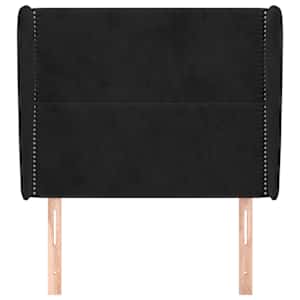 Čelo postele typu ušák černé 93x23x118/128 cm samet - obrázek 3
