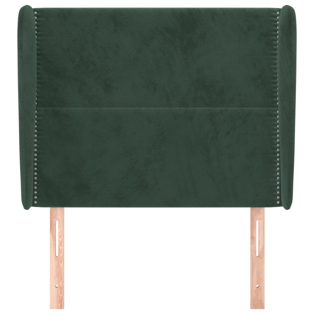 Tăblie pat cu aripioare verde închis 93x23x118/128 cm catifea