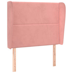 Čelo postele typu ušák růžové 93 x 23 x 118/128 cm samet - obrázek 2