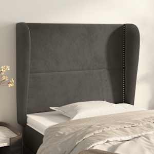 Čelo postele typu ušák tmavě šedé 103x23x118/128 cm samet - obrázek 1
