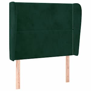 Čelo postele typu ušák tmavě zelená 103x23x118/128 cm samet - obrázek 2