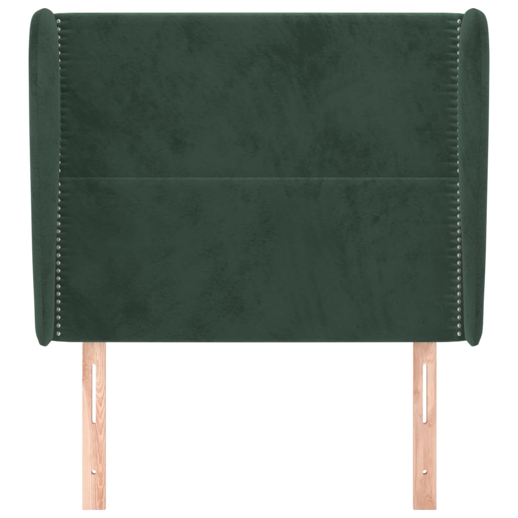 vidaXL Hoofdbord met randen 103x23x118/128 cm fluweel donkergroen afbeelding