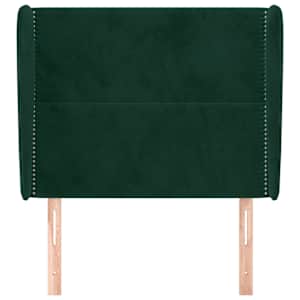 Čelo postele typu ušák tmavě zelená 103x23x118/128 cm samet - obrázek 3