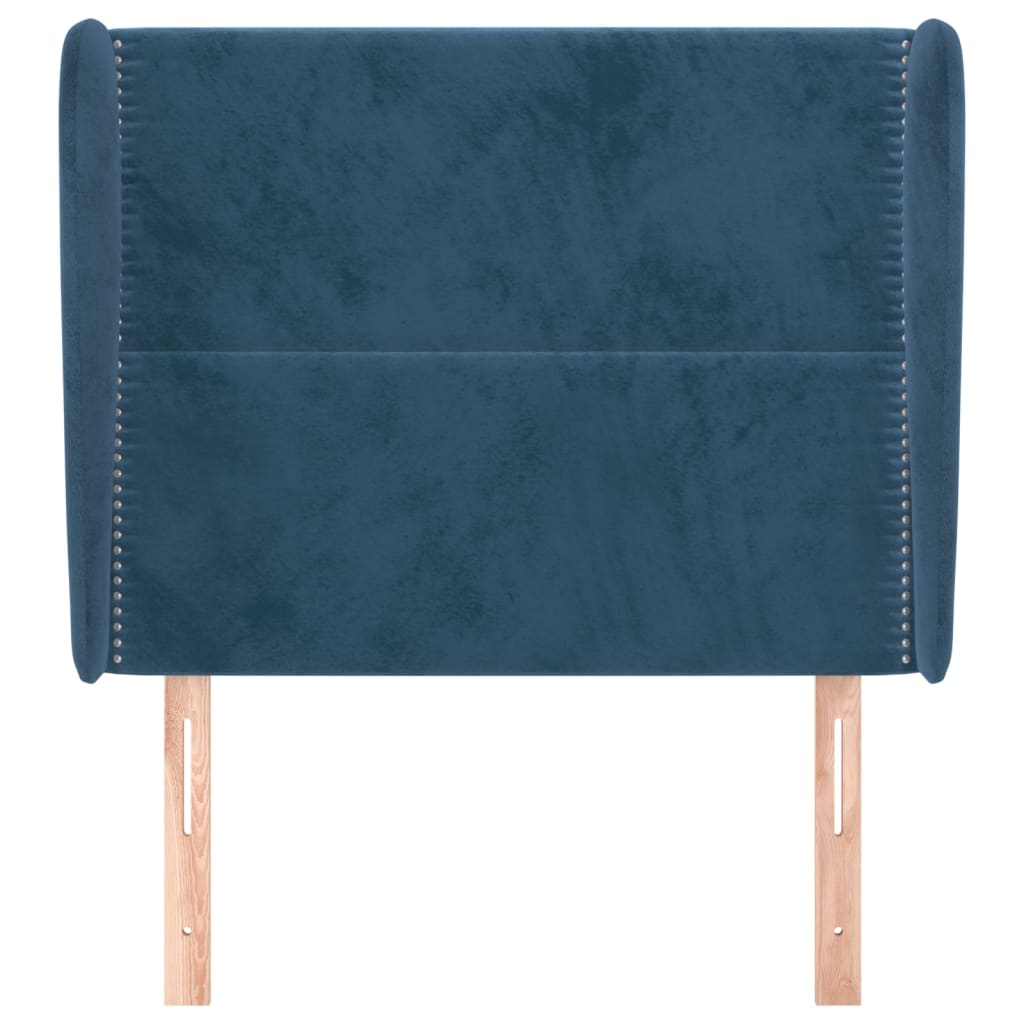 vidaXL Hoofdbord met randen 103x23x118/128 cm fluweel donkerblauw afbeelding