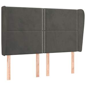 Čelo postele typu ušák tmavě šedé 147x23x118/128 cm samet - obrázek 2