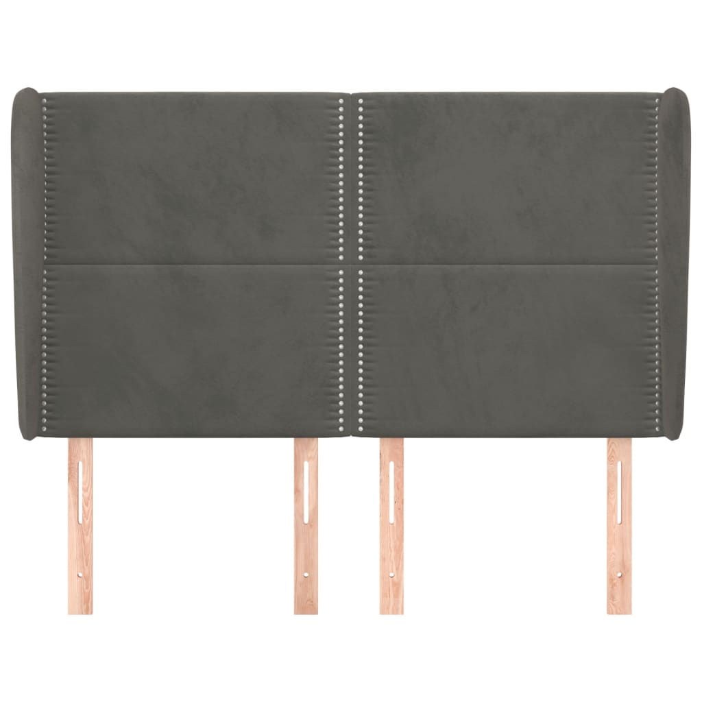 vidaXL Hoofdbord met randen 147x23x118/128 cm fluweel donkergrijs afbeelding