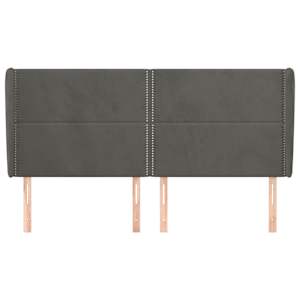 Čelo postele typu ušák tmavě šedé 163x23x118/128 cm samet - obrázek 3