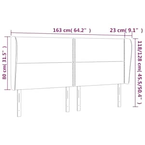 Čelo postele typu ušák tmavě šedé 163x23x118/128 cm samet - obrázek 9
