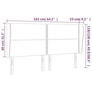 Čelo postele typu ušák černé 163x23x118/128 cm samet - obrázek 9