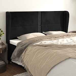 Čelo postele typu ušák černé 163x23x118/128 cm samet - obrázek 1