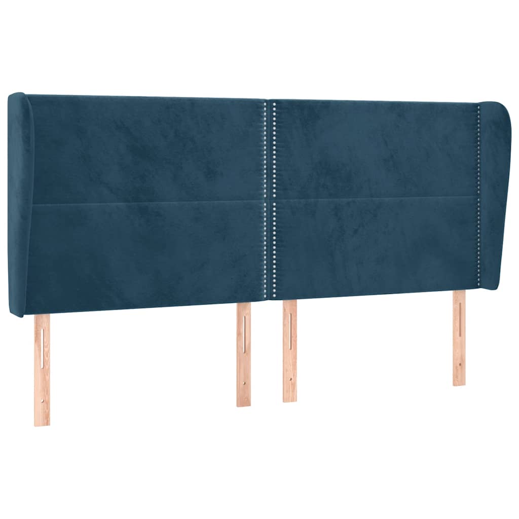 vidaXL Čelo postele typu ušák tmavě modrá 163x23x118/128 cm samet