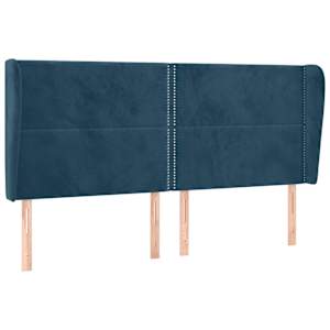 Čelo postele typu ušák tmavě modrá 163x23x118/128 cm samet - obrázek 2
