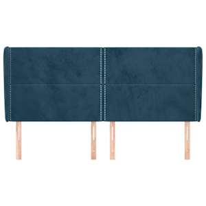 Čelo postele typu ušák tmavě modrá 163x23x118/128 cm samet - obrázek 3