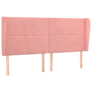 Čelo postele typu ušák růžová 163x23x118/128 cm samet - obrázek 2