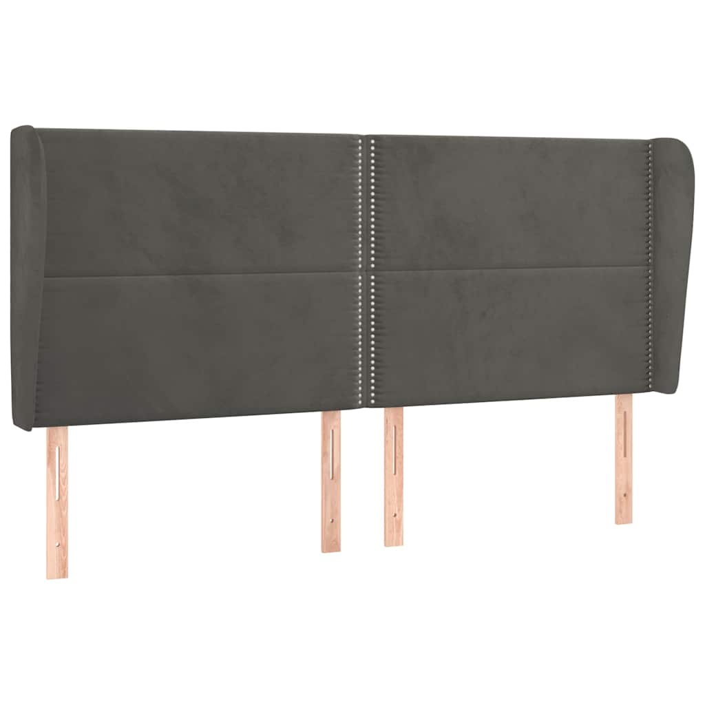 vidaXL Hoofdbord met randen 183x23x118/128 cm fluweel donkergrijs grijs, foto 3