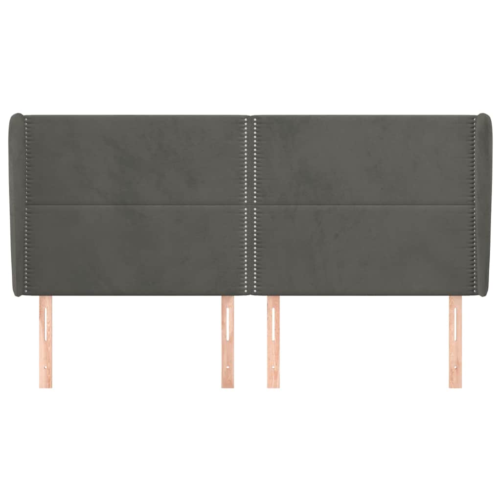 vidaXL Hoofdbord met randen 183x23x118/128 cm fluweel donkergrijs grijs, foto 2