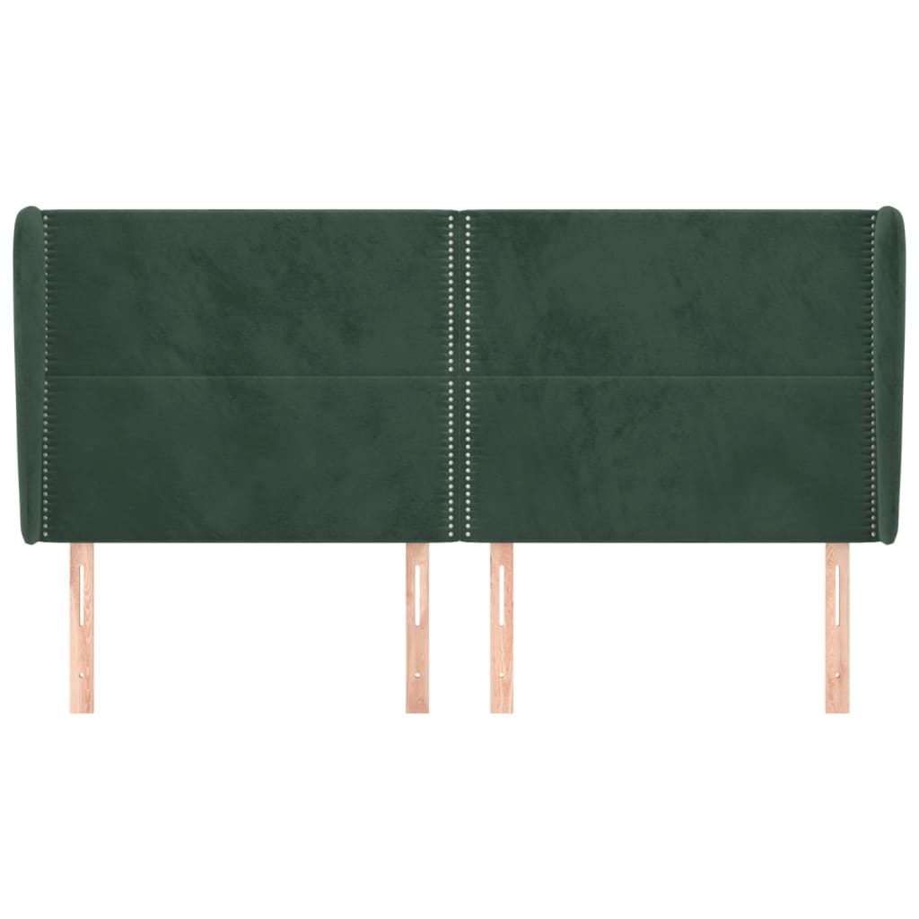 vidaXL Hoofdbord met randen 183x23x118/128 cm fluweel donkergroen afbeelding