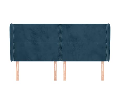 vidaXL T&ecirc;te de lit avec oreilles Bleu fonc&eacute; 183x23x118/128 cm Velours