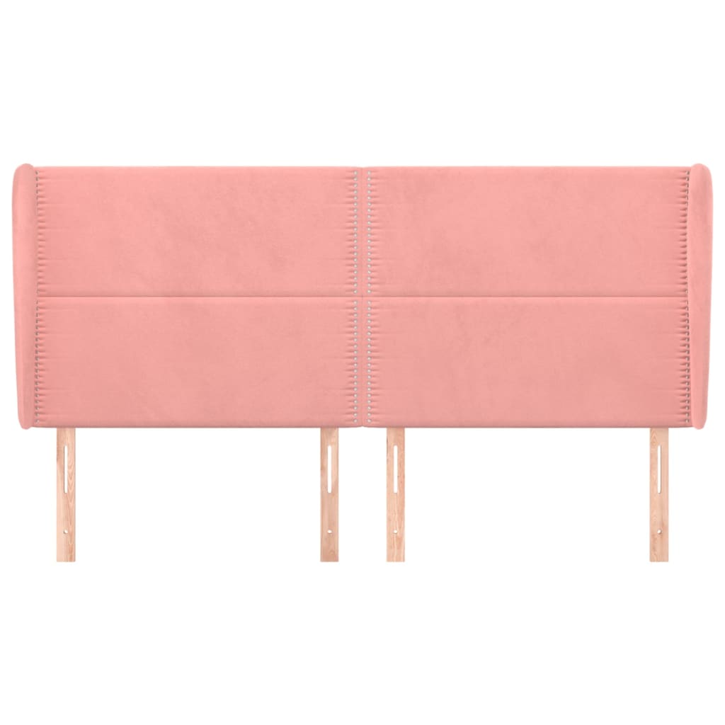 vidaXL Hoofdbord met randen 183x23x118/128 cm fluweel roze afbeelding