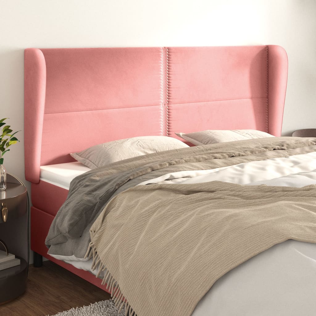 vidaXL Kopfteil mit Ohren Rosa 183x23x118/128 cm Samt