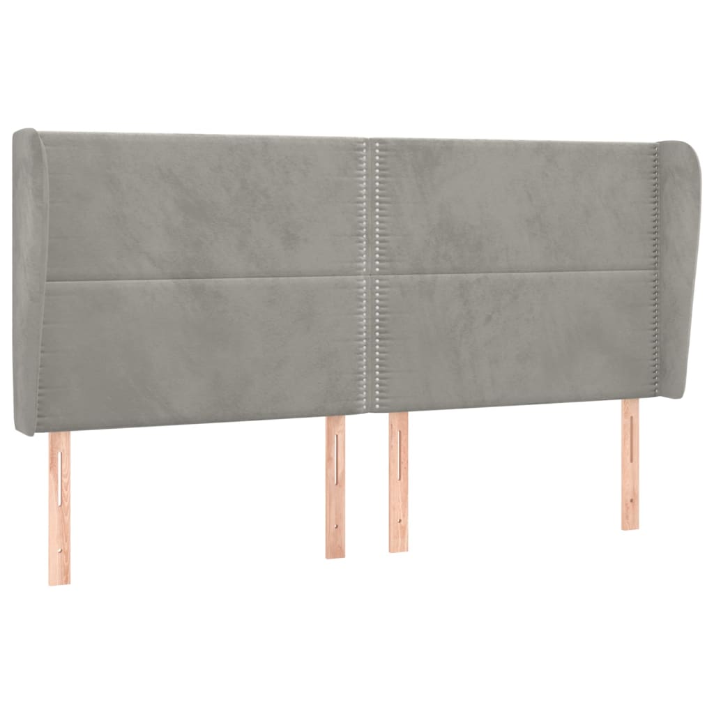 vidaXL Čelo postele typu ušák světle šedé 203x23x118/128 cm samet
