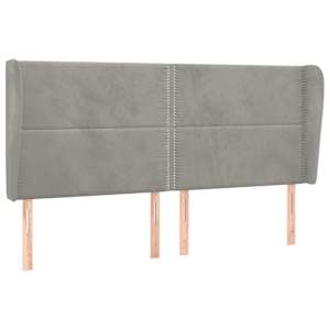 Čelo postele typu ušák světle šedé 203x23x118/128 cm samet - obrázek 2