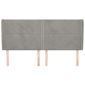 Čelo postele typu ušák světle šedé 203x23x118/128 cm samet - obrázek 3